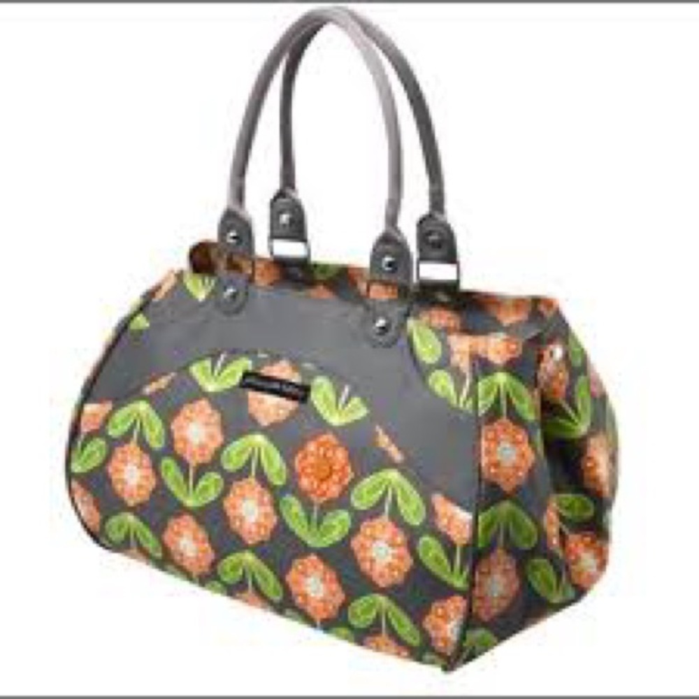 Chic Floral Tote Bag in Gray and Orange - Picture 11 of 11